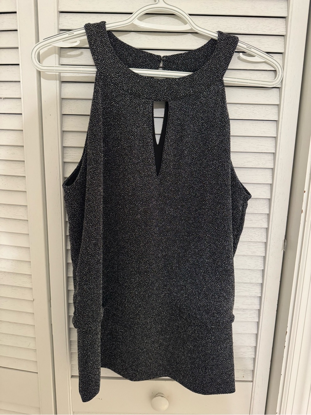 White House Black Market Black Sparkle Halter Keyhole Dress